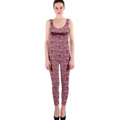 Retro Red Pattern One Piece Catsuit by snowwhitegirl