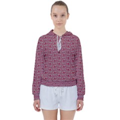 Retro Red Pattern Women s Tie Up Sweat