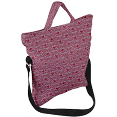 Retro Red Pattern Fold Over Handle Tote Bag