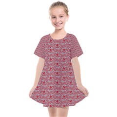 Retro Red Pattern Kids  Smock Dress