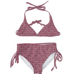 Retro Red Pattern Kids  Classic Bikini Set