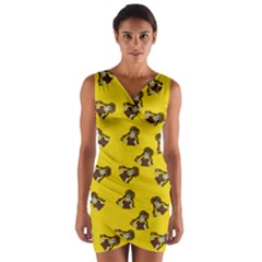 Girl With Popsicle Yello Wrap Front Bodycon Dress by snowwhitegirl