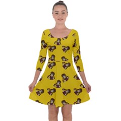 Girl With Popsicle Yello Quarter Sleeve Skater Dress