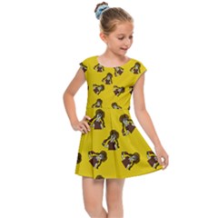 Girl With Popsicle Yello Kids Cap Sleeve Dress