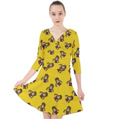 Girl With Popsicle Yello Quarter Sleeve Front Wrap Dress by snowwhitegirl