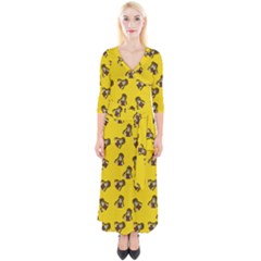 Girl With Popsicle Yello Quarter Sleeve Wrap Maxi Dress