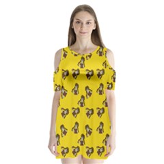 Girl With Popsicle Yello Shoulder Cutout Velvet One Piece by snowwhitegirl