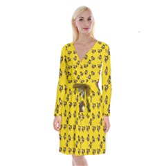 Girl With Popsicle Yello Long Sleeve Velvet Front Wrap Dress by snowwhitegirl