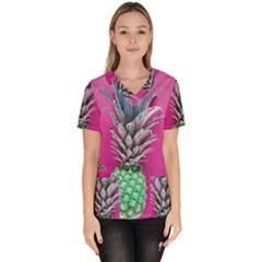 Green Pineapple Women s V-neck Scrub Top by snowwhitegirl