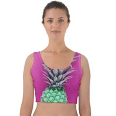 Green Pineapple Velvet Crop Top