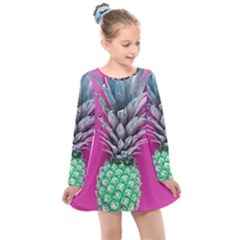 Green Pineapple Kids  Long Sleeve Dress