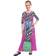 Green Pineapple Kids  Quarter Sleeve Maxi Dress