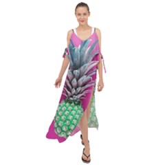 Green Pineapple Maxi Chiffon Cover Up Dress