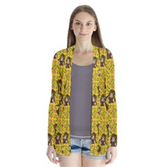 Girl With Popsicle Yellow Floral Drape Collar Cardigan by snowwhitegirl