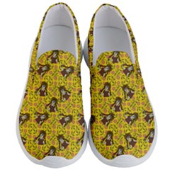 Girl With Popsicle Yellow Floral Men s Lightweight Slip Ons by snowwhitegirl