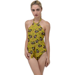 Girl With Popsicle Yellow Floral Go With The Flow One Piece Swimsuit by snowwhitegirl