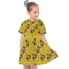 Girl With Popsicle Yellow Floral Kids  Sailor Dress by snowwhitegirl