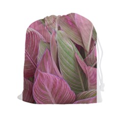 Pink Leaves Drawstring Pouch (XXL)