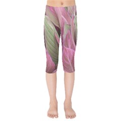 Pink Leaves Kids  Capri Leggings 