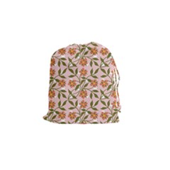 Pink Dot Floral Drawstring Pouch (small) by snowwhitegirl