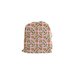 Pink Dot Floral Drawstring Pouch (xs) by snowwhitegirl