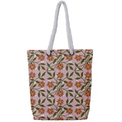 Pink Dot Floral Full Print Rope Handle Tote (small) by snowwhitegirl