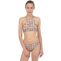 Pink Dot Floral Racer Front Bikini Set