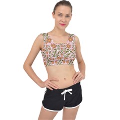 Pink Dot Floral V-back Sports Bra