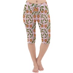 Pink Dot Floral Lightweight Velour Cropped Yoga Leggings