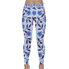 Blue Dot Floral Classic Yoga Leggings by snowwhitegirl