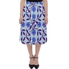 Blue Dot Floral Classic Midi Skirt