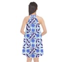 Blue Dot Floral Halter Neckline Chiffon Dress  View2