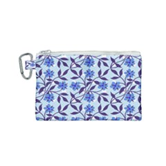 Blue Dot Floral Canvas Cosmetic Bag (small) by snowwhitegirl