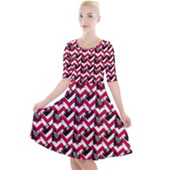 Vintage Camera Chevron Quarter Sleeve A-line Dress