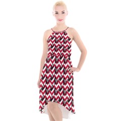 Vintage Camera Chevron High-low Halter Chiffon Dress 