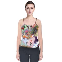 Pattern Patchwork Velvet Spaghetti Strap Top