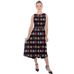 Eighties Bugs Midi Tie-back Chiffon Dress