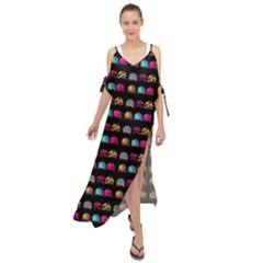 Eighties Bugs Maxi Chiffon Cover Up Dress