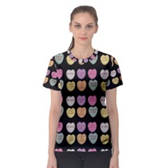 Valentine Hearts Black Women s Sport Mesh Tee