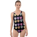 Valentine Hearts Black Cut-Out Back One Piece Swimsuit View1