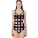 Valentine Hearts Black One Piece Swimsuit View1