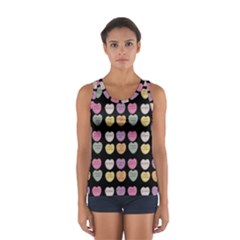 Valentine Hearts Black Sport Tank Top  by snowwhitegirl