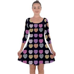 Valentine Hearts Black Quarter Sleeve Skater Dress