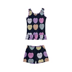 Valentine Hearts Black Kid s Boyleg Swimsuit