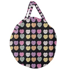 Valentine Hearts Black Giant Round Zipper Tote