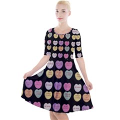 Valentine Hearts Black Quarter Sleeve A-line Dress by snowwhitegirl