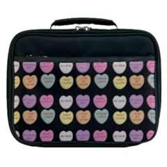 Valentine Hearts Black Lunch Bag