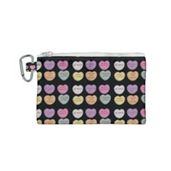 Valentine Hearts Black Canvas Cosmetic Bag (small)