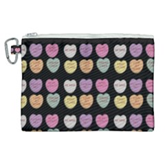 Valentine Hearts Black Canvas Cosmetic Bag (xl)