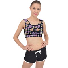 Valentine Hearts Black V-back Sports Bra